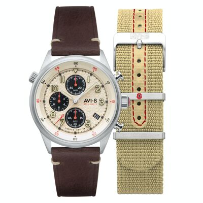 AV-4102-RBL-04 - Men's watch AVI-8 chronograph - NATO strap + leather - Flyboy