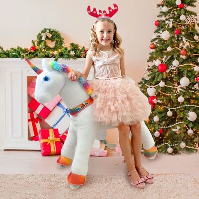 WondeRides Official Authentic Rainbow Unicorn Kids Ride on Toys Kids Scooters Plush Toy Stuffed Animal Toy M Series -no brake, no sound