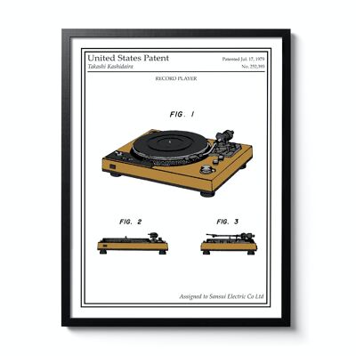 Vinyl Turntable Color Patent Poster