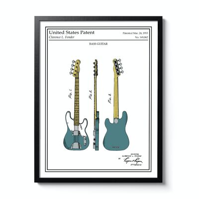 Fender Bass Color Patent Poster