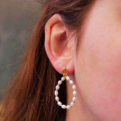 Golden freshwater pearl earrings