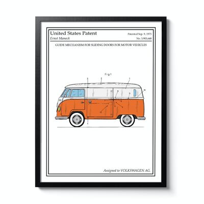 Poster di brevetto a colori per autobus VW