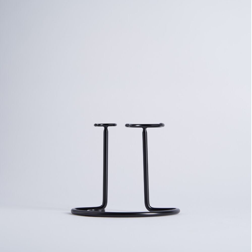 Soporte de acero negro para brocha y maquinilla de afeitar