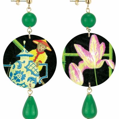 Celebre la primavera con joyas inspiradas en la naturaleza. Pendientes de Mujer The Classic Circle Mono Oriental y Flor. Hecho en Italia