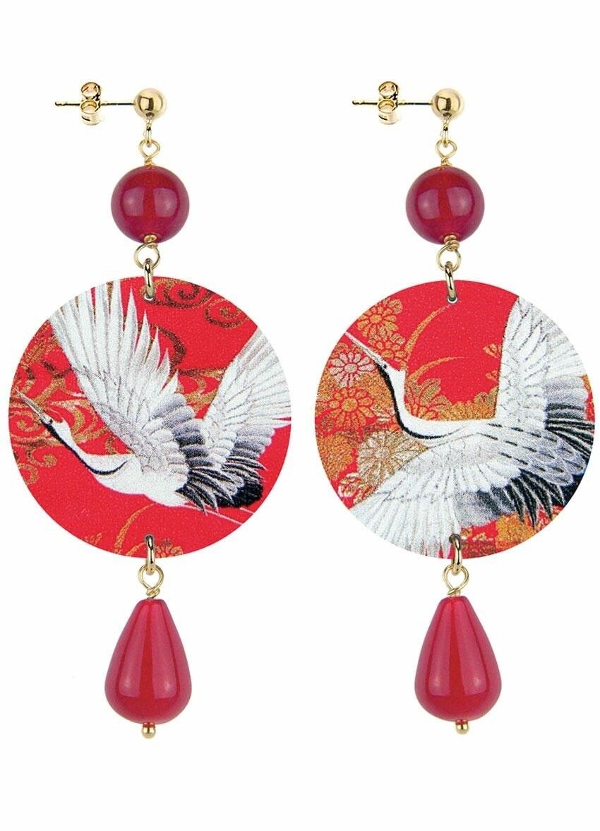 Celebra la primavera con gioielli ispirati alla natura. Orecchini Donna The Circle Classico Fiore Airone Fondo Rosa Made in Italy