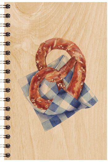 Carnet en bois - pastries bretzel