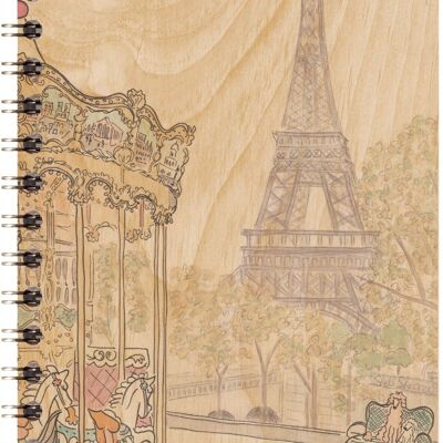 Hölzernes Notizbuch - Pariser zeigt Eiffelturm