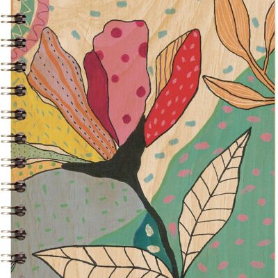 Cuaderno de madera - flores gigantes 1