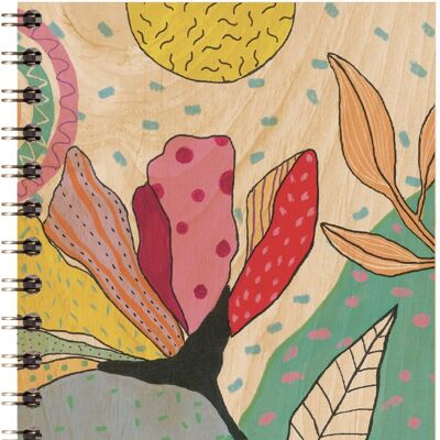 Wooden notebook - giant flowers 1