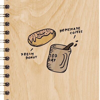 Wooden notebook - wood + breakfast
