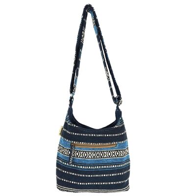 Sunsa Hobo Tasche. Gestreifte Baumwolle Umhängetasche. Vegane Schultertasche. Crossbody bag