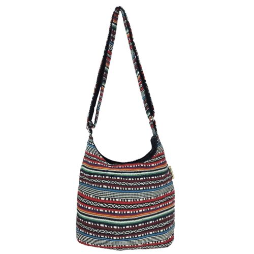 Sunsa Hobo Tasche. Gestreifte Baumwolle Umhängetasche. Vegane Schultertasche. Crossbody bag