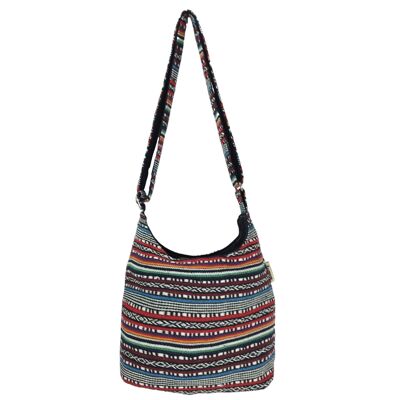 Sunsa Hobo Tasche. Gestreifte Baumwolle Umhängetasche. Vegane Schultertasche. Crossbody bag