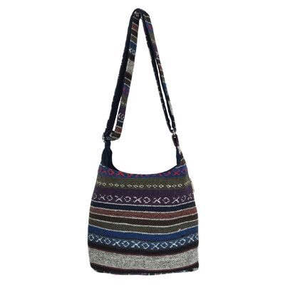 Sunsa Hobo Tasche. Gestreifte Baumwolle Umhängetasche. Vegane Schultertasche. Crossbody bag