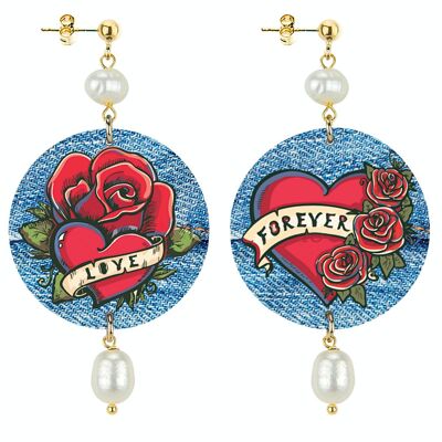 Boucles d'oreilles pour femmes The Circle Classic Love et Forever. Fabriqué en Italie