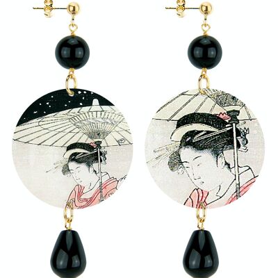 The Circle Classic Geisha Women's Earrings with Umbrella. Made in Italy