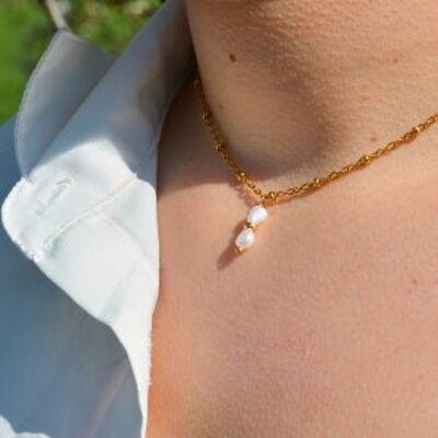 Marina stainless steel and freshwater pearl necklace