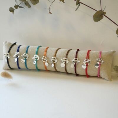 Pack of 10 waxed cotton Toggle bracelets