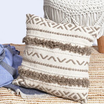 Emily Artisanal Weave Handloom Cushion_Cushion_Bohemian, Housse de coussin en coton bio écologique Boho