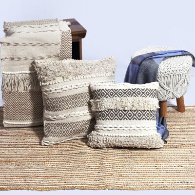 Lily Artisanal Weave Handloom Cushion_Cushion_Bohemian, Boho respectueux de l'environnement Housse de coussin en coton biologique