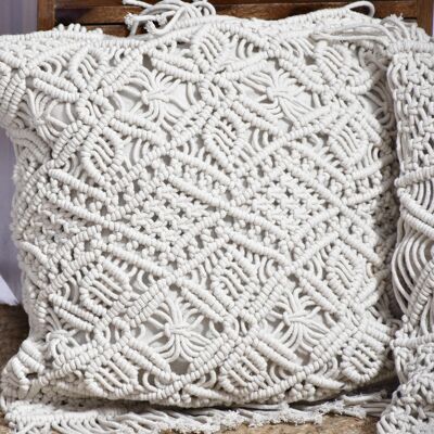 Chloe Artisanal Macrame Handloom Cushion_Funda de cojín ecológica de algodón orgánico