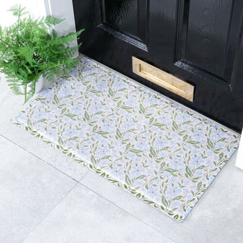 Blue Floral Pattern Doormat (70 x 40cm)