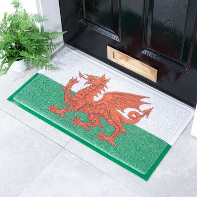 Felpudo con la bandera del dragón galés (70 x 40 cm)