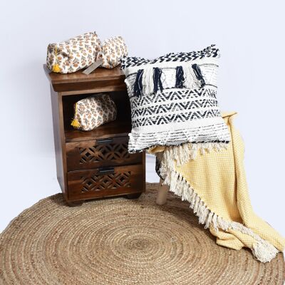 Ava Artisanal Weave Handloom Cushion_Cushion_Bohemian, fodera per cuscino in cotone organico ecologico Boho