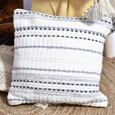 Charlotte Artisanal Weave Handloom Cushion_Bohemian, Boho respectueux de l'environnement Housse de coussin en coton biologique