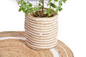 Artisanal Weave Stripped Jute Planters- (Ensemble de 4 jardinières), Bohemian Planters, Pots écologiques 5