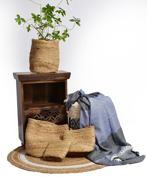 Artisanal Weave Jute Planters- (Set of 4 Planters) Bohemian Planters, Eco-friendly Earthy Plant Pots