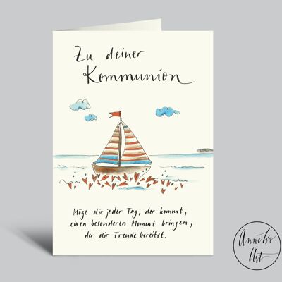 Kommunionskarte | Segelboot und schöner Spruch | Klappkarte zur Kommunion