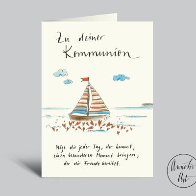 Kommunionskarte | Segelboot und schöner Spruch | Klappkarte zur Kommunion