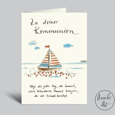 communion card | Sailboat and beautiful saying | Communion card