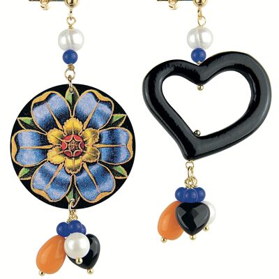Farbige Juwelen ideal für den Sommer. Damenohrringe Mix & Match The Circle Classic Rosette Blau. Hergestellt in Italien