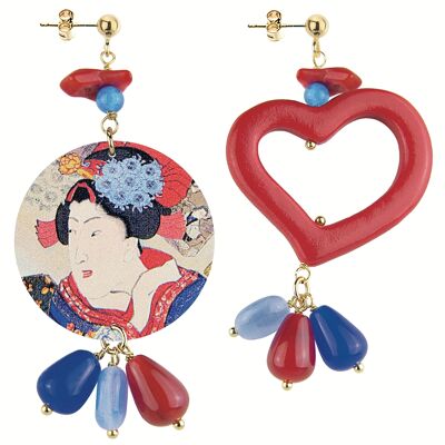 Colored jewels ideal for summer. Mix & Match Women's Earrings The Circle Classic Red Gheisha Red Heart. Made in Italy