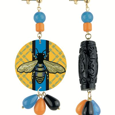 Joyas de colores ideales para el verano. Mix & Match The Circle Classic Bee Aretes para mujer. Hecho en Italia