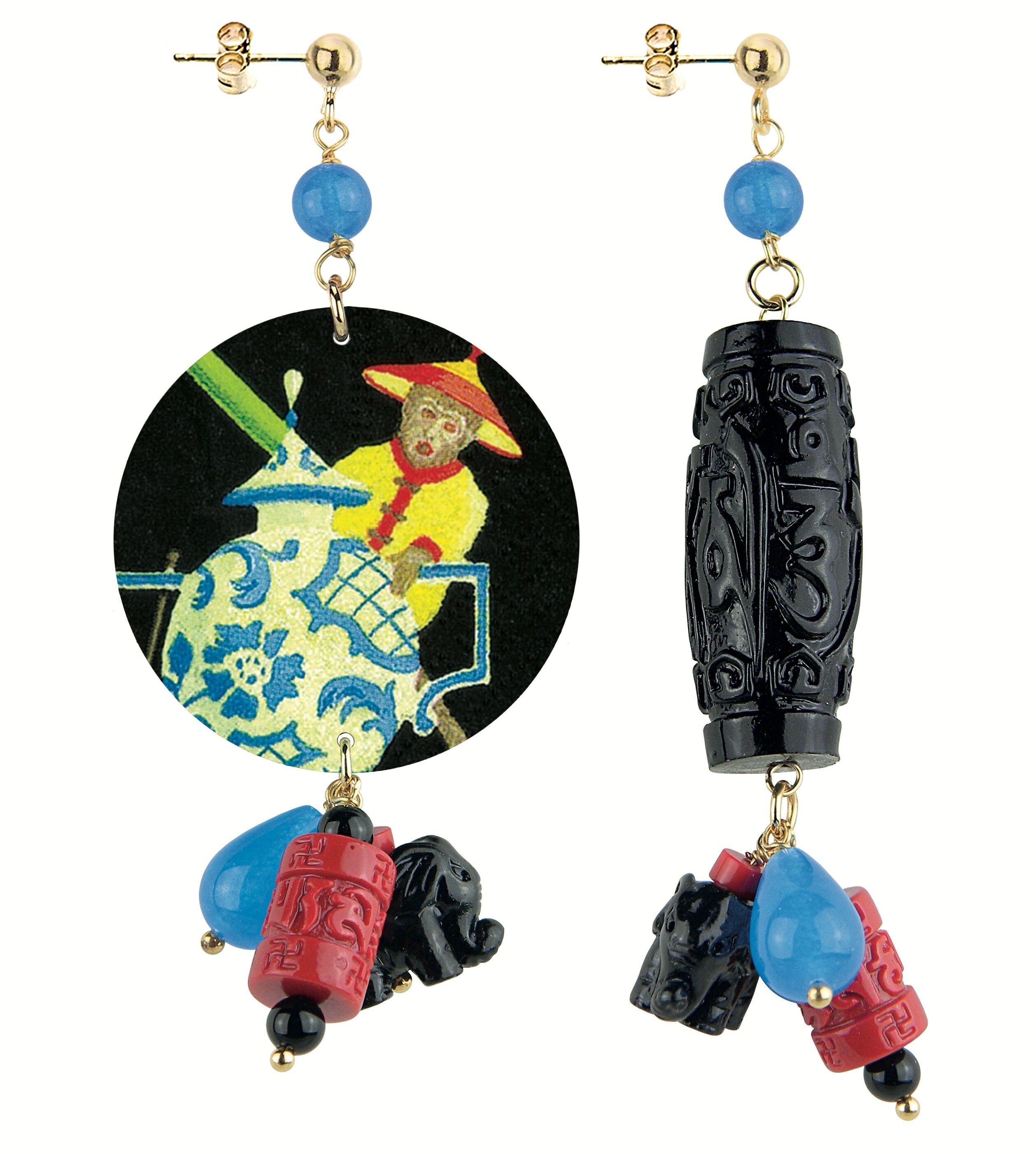 Gioielli colorati ideali per l'estate. Orecchini Donna Mix & Match The Circle Classic Scimmia Con Vaso. Made in Italy