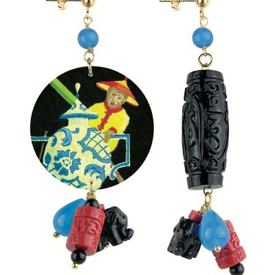 Colored jewels ideal for summer. Mix & Match The Circle Classic Woman Earrings Monkey With Vase. Made in Italy