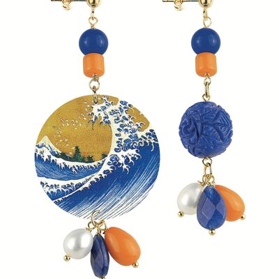 Farbige Juwelen ideal für den Sommer. Mix & Match The Circle Classic Wave Damenohrringe. Hergestellt in Italien