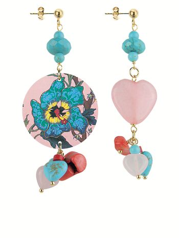 Des bijoux colorés idéals pour l'été. Mix & Match Boucles d'Oreilles Femme Le Cercle Petite Fleur Bleue. Fabriqué en Italie