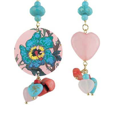 Colored jewels ideal for summer. Mix & Match Women's Earrings The Circle Small Blue Flower. Made in Italy