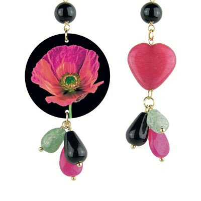 Des bijoux colorés idéals pour l'été. Boucles d'oreilles pour femme Mix & Match The Circle Small Red Poppy. Fabriqué en Italie