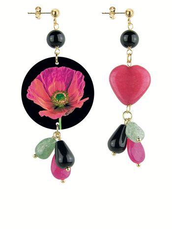 Des bijoux colorés idéals pour l'été. Boucles d'oreilles pour femme Mix & Match The Circle Small Red Poppy. Fabriqué en Italie