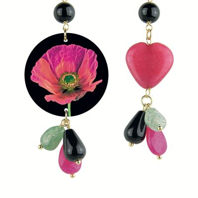Colored jewels ideal for summer. Mix & Match The Circle Small Red Poppy Women's Earrings. Made in Italy