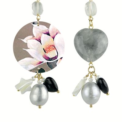 Colored jewels ideal for summer. Women's Earrings Mix & Match The Circle Small White Flower. Made in Italy
