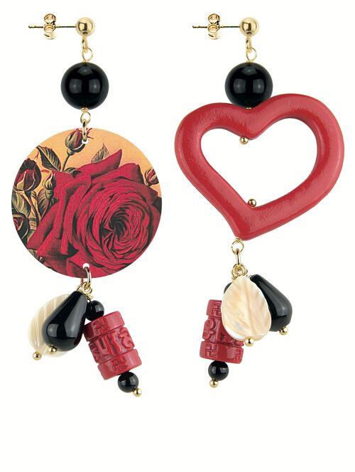 Gioielli colorati ideali per l'estate. Orecchini Donna Mix & Match The Circle Piccolo Rosa Fondo Giallo Cuore. Made in Italy