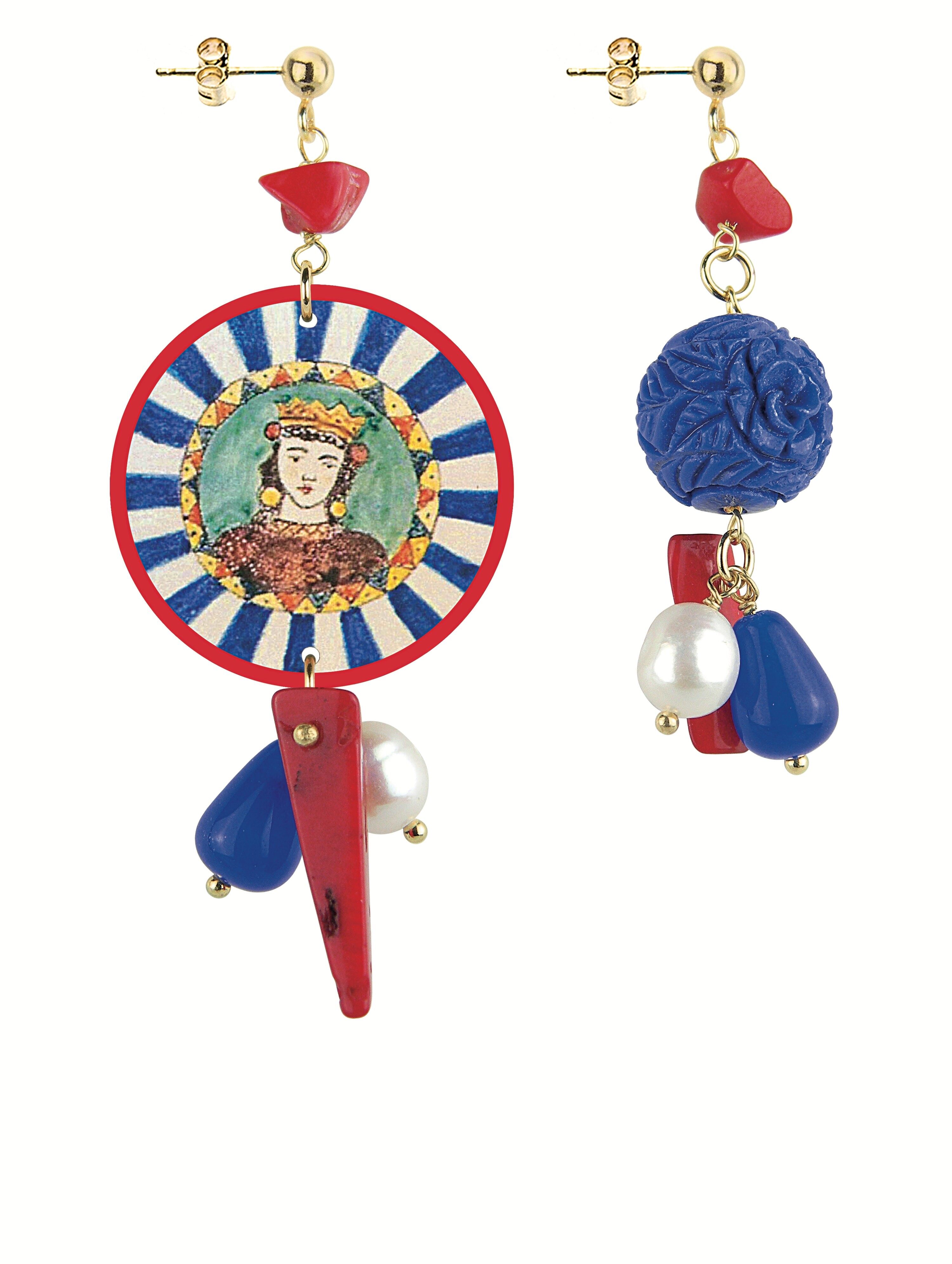 Orecchini Donna Mix & Match The Circle Piccolo Testa Piccola Sicilia in Ottone e Pietre Naturali Made in Italy