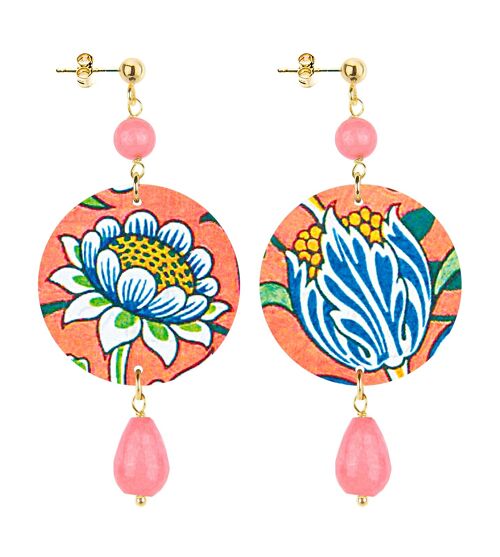 Celebra la primavera con gioielli ispirati ai fiori. Orecchini Donna The Circle Piccolo Fiori Fondo Rosa. Made in Italy