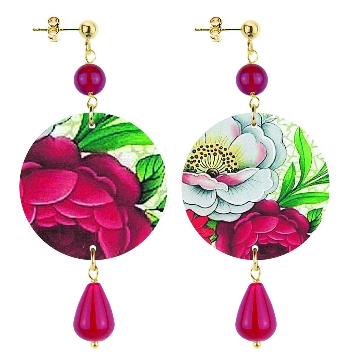 Celebra la primavera con gioielli ispirati ai fiori. Orecchini Donna The Circle Piccolo Fiori Rosso e Bianco. Made in Italy